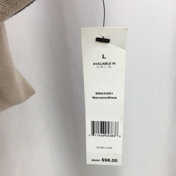 NWT w/Defects BCBGMaxAzria Sweatshirt Women Size Large Beige Black Zipper Hi Low - Picture 10 of 11